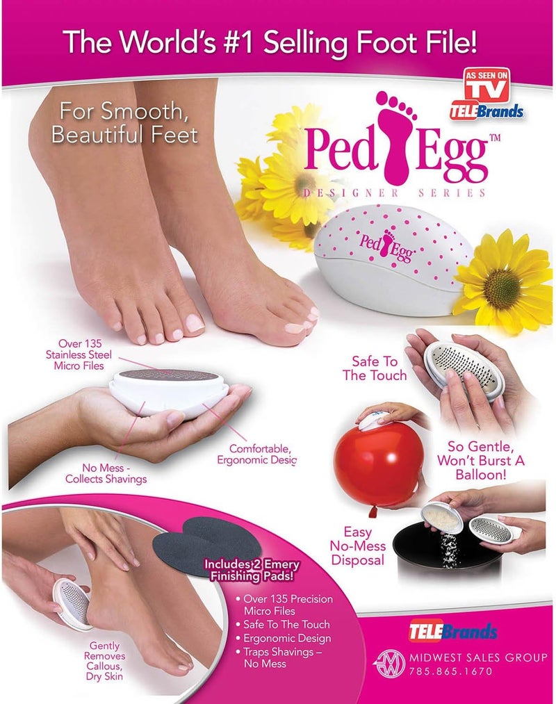 Telebrands Original Ped Egg Designer Series Foot File for Smooth, Beautiful Feet - Image 2